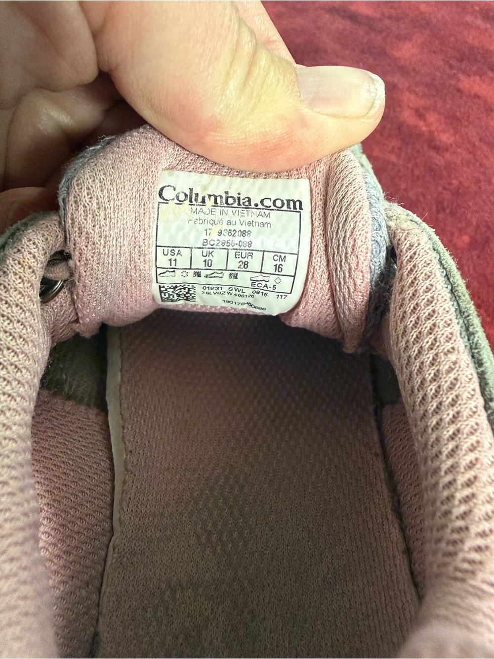 Columbia Girls Size 11 Hiking Trail Shoes Gray Pink Bungee Lace Outdoor - Picture 4 of 11